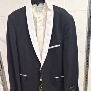 Elegant Black Tuxedo with White Trim